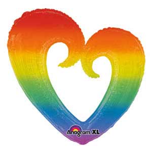 32In Rainbow Heart Open Balloon Delivery