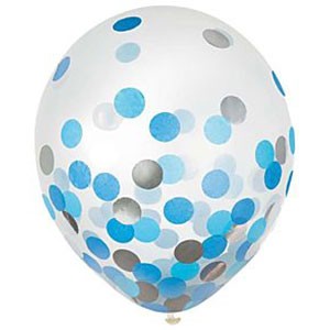 16In Custom Blue & Silver Confetti Balloon