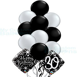 Happy 30th Birthday Balloon Bouquet 10 latex and 2 foil balloons Balloon Delivery