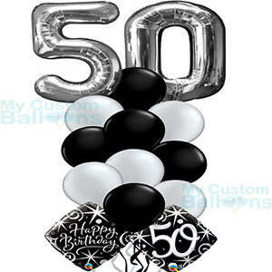 Happy 50th Birthday Balloon Bouquet large balloon numbers Balloon Delivery