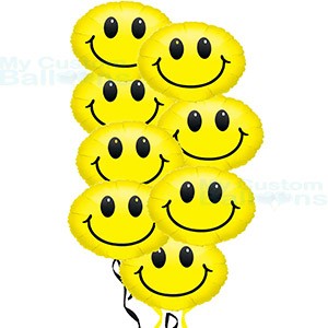Smiley Face Balloon Bouquet 8 foil balloon Balloon Delivery