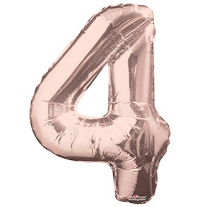 Large Rose Gold Balloon Number 4 Balloon Delivery