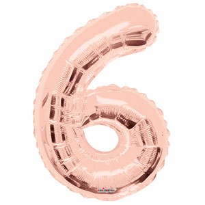 Large Rose Gold Balloon Number 6 Balloon Delivery