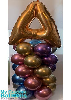 Indoor Chrome Balloon Column With 1 Big letter