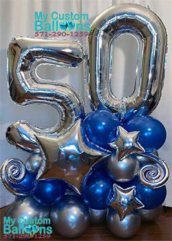 Indoor Balloon Display With Stars & 2 Numbers