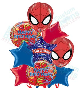 Spiderman Mask Birthday Balloon Bouquet