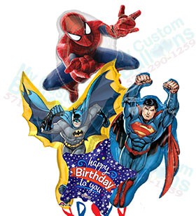 Superhero Birthday Foil Balloon Bouquet