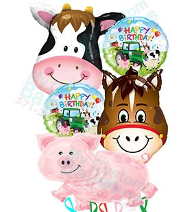 Farm Animal Birthday Balloon Bouquet