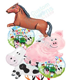 Horse Farm Animal Birthday Balloon Bouquet