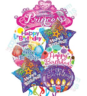 Princess Crown Birthday Balloon Bouquet With Stars