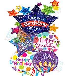 Festive Stars Birthday Balloon Bouquet