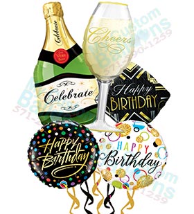 Cheers Birthday Bottle Balloon Bouquet
