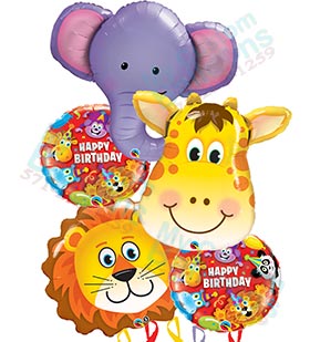 Safari Animal Birthday Balloon Bouquet