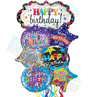 Birthday Marquee & Stars Balloon Bouquet