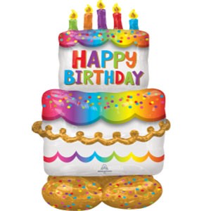 Life Size Birthday Cake Airloonz Foil Balloon 53in