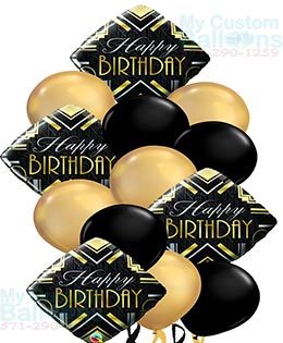 Elegant Bouquet Solid Black & Gold Latex