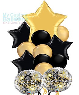 Congratulations Balloon Bouquet With Stars and Latex Balloons