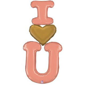 5 Foot Rose Gold I Heart U Foil Balloon