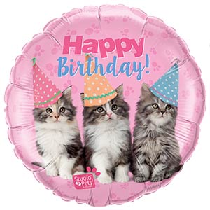 18in Birthday Kittens Foil Balloon