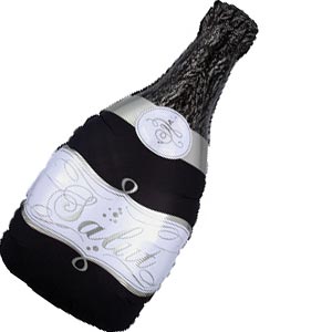 36in Bubbly Wine Black Bottle Foil Balloon