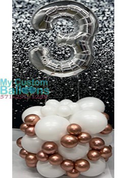Indoor Balloon Cluster With A 34in Helium Filled Number