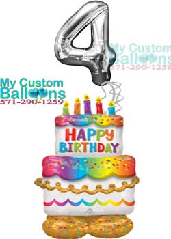 53in Birthday Cake Airloonz with 1 Large Numbers