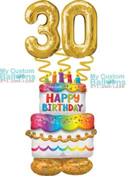 53in Birthday Cake Airloonz with 2 Large Numbers