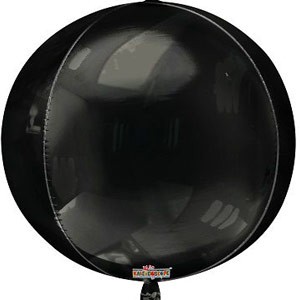 16In Black Sphere Orb Foil Balloon