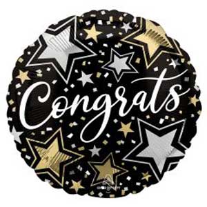 18in Congrats Stars Round Foil Balloon