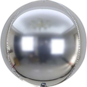 60In Silver 4D Sphere Foil Balloon