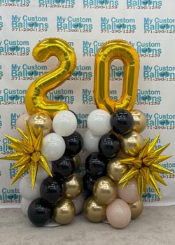 2 Indoor Deluxe Balloon Columns With Large Numbers