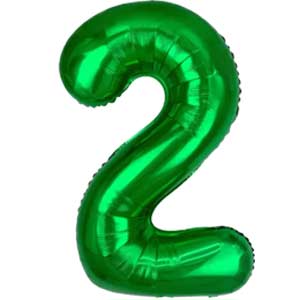 34In Number 2 Green Foil Balloon