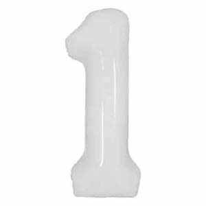 34In Number 1 White Foil Balloon