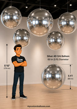 Hanging From Ceiling 5ft Diameter 4D Orb Balloon